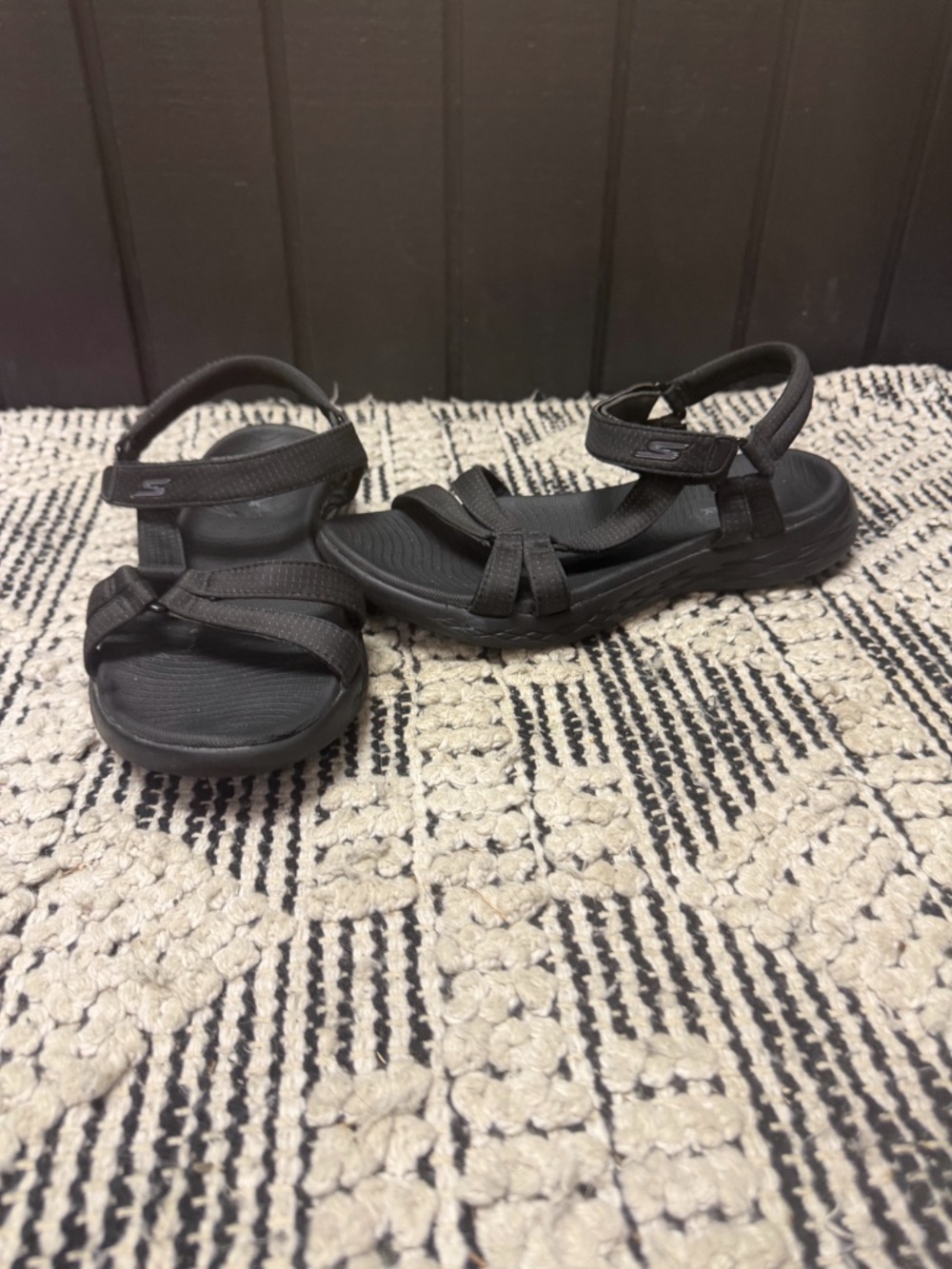 Skechers Performance Womens Black Sport Sandals Adjustable Walking Size 8